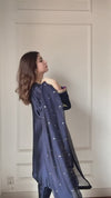 Midnight Blue Zari Embroidered Suit Set