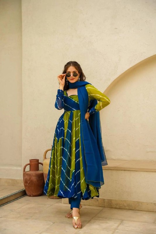 Laheriya Blue Fancy Orgenza Set