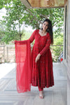 Rukmani's Maroon Coloured Anarkali Suit Set