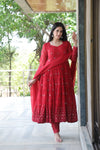 Rukmani's Maroon Coloured Anarkali Suit Set