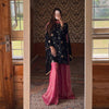 Opulent Black and Pink Embroidered Plazzo Suit with Dupatta