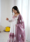 Goldy Flowers Onion Pink Organza Silk Anarkali Gown