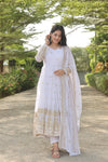 Manvi's White Coloured Anarkali Suit Set