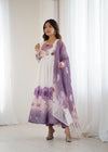 Goldy Flowers Purple Organza Silk Anarkali Gown