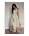 Aarushi's Vichitra Silk White Embroidered Suit Set