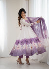 Goldy Flowers Purple Organza Silk Anarkali Gown