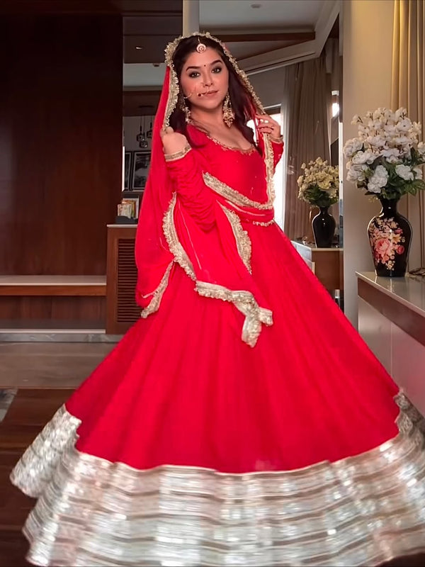 NEHA RED PREMIUM ANARKALI SUIT SET