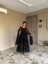 Black Embroidered Georgette Anarkali Suit Set