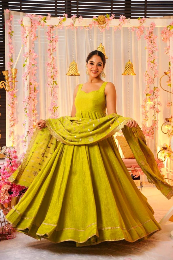 Aarohi Lemon Yellow Anarkali Suit Set