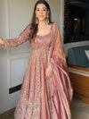 Antique Rose Festive Wear Embroidere Anarkali Suit Set