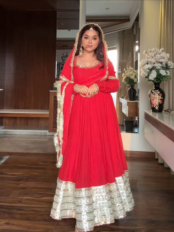 NEHA RED PREMIUM ANARKALI SUIT SET
