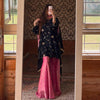 Opulent Black and Pink Embroidered Plazzo Suit with Dupatta