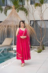 Nency Pink Floral Designer Pure Chanderi Anarkali Gown