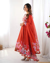 Nitara Orange Floral Print with Handwork Organza Anarkali