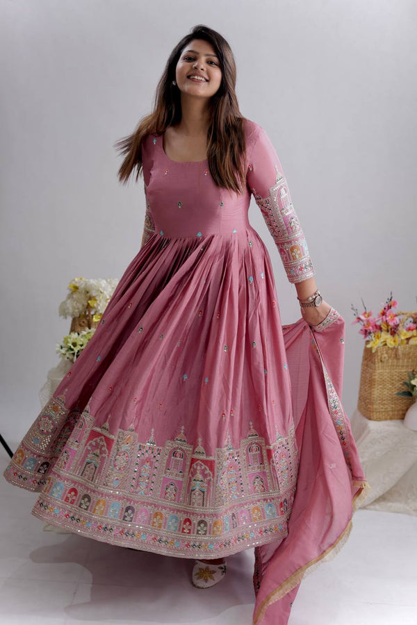 Fawna Pink Anarkali Suit Set with Dupatta