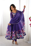 Nitara Blue Floral Print with Handwork Organza Anarkali