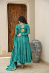 Green Bandhej Maslin Anarkali Suit Set