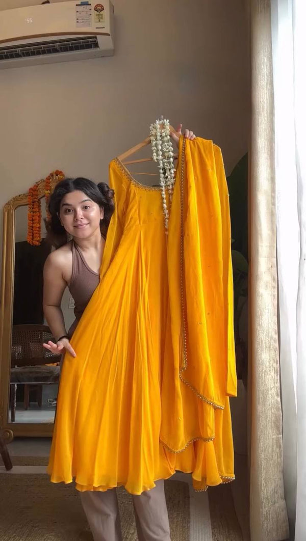 Yellow Elegance Designer Anarkali Suit Set