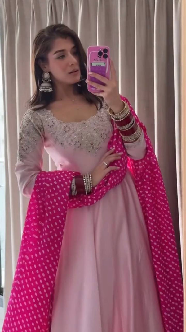 Priya Pink Stylish Anarkali Suit Set