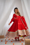 Red Embroidered Anarkali Suit Set Festive & Wedding Wear