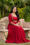 Classic Red Ethnic Anarkali Dress with Embroidery Work