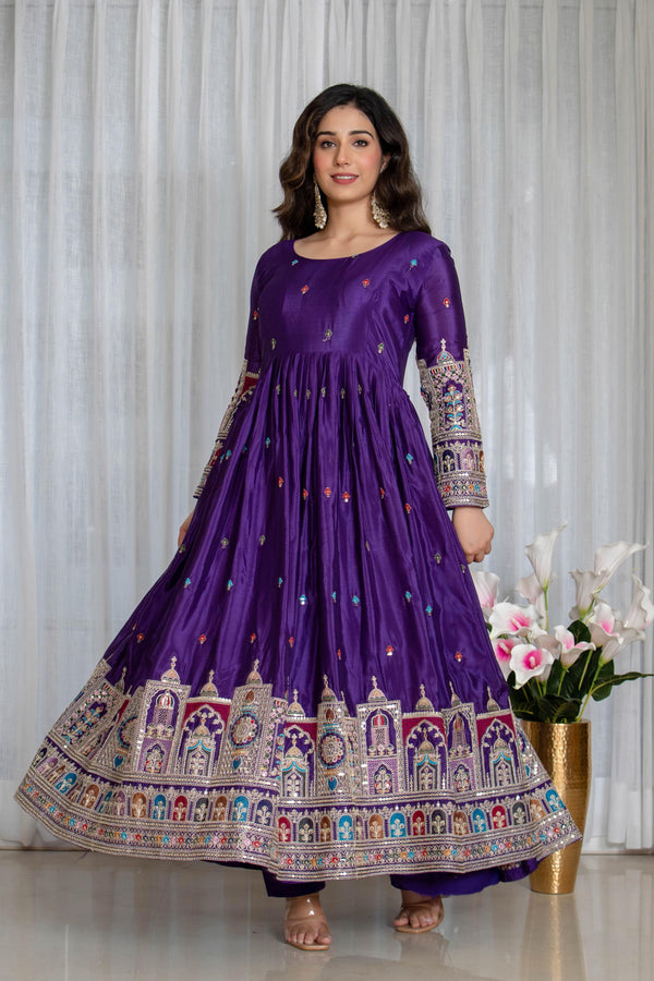Tulip Canvas Cinon Anarkali Suit Set