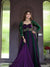 Royal Purple & Green Embroidered Anarkali Gown with Dupatta