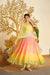 Pastel Green & Peach Flared Anarkali Suit Set with Dupatta