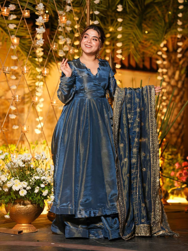 Starfall Blue Wedding Wear Anarkali Suit Set