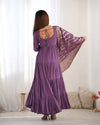 Burgundy Purple Pure Soft Roman Silk Kalamkari Anarkali Gown