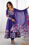 Nitara Blue Floral Print with Handwork Organza Anarkali