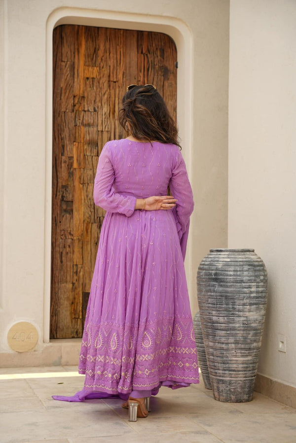 Kimaira Purple Anarkali Suit Set