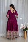 Tulip Wine Designer Cinon Silk Anarkali Suit Set