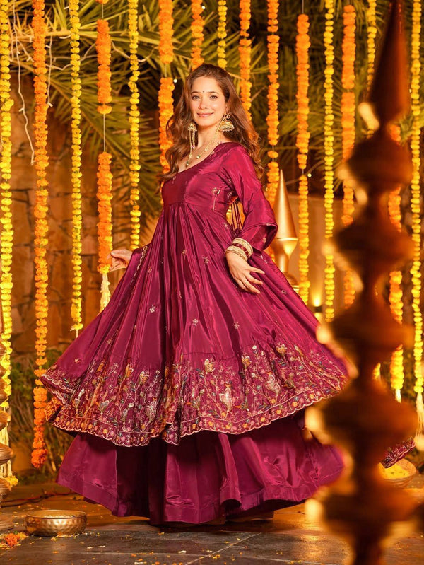 Pink Starfall Wedding Wear Stylish Anarkali Suit Set