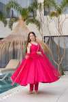 Nency Pink Floral Designer Pure Chanderi Anarkali Gown
