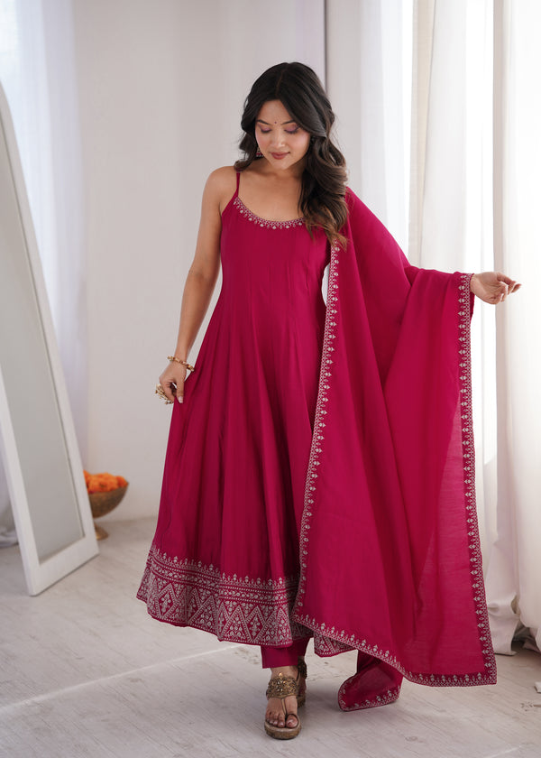 Noorani Pink Ethnic Gown with Dupatta