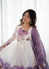 Goldy Flowers Purple Organza Silk Anarkali Gown