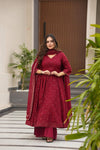 Sarjina Maroon Colour Maslin Anarkali Suit Set