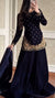 Blue Viscos Velvet Embroidery Fancy suit set