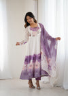 Goldy Flowers Purple Organza Silk Anarkali Gown