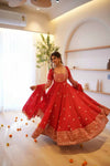 Royal Red Trendy Anarkali Gown with Dupatta