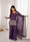 Royal Purple Embroidered Sharara Suit Set with Dupatta