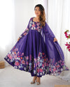 Nitara Blue Floral Print with Handwork Organza Anarkali