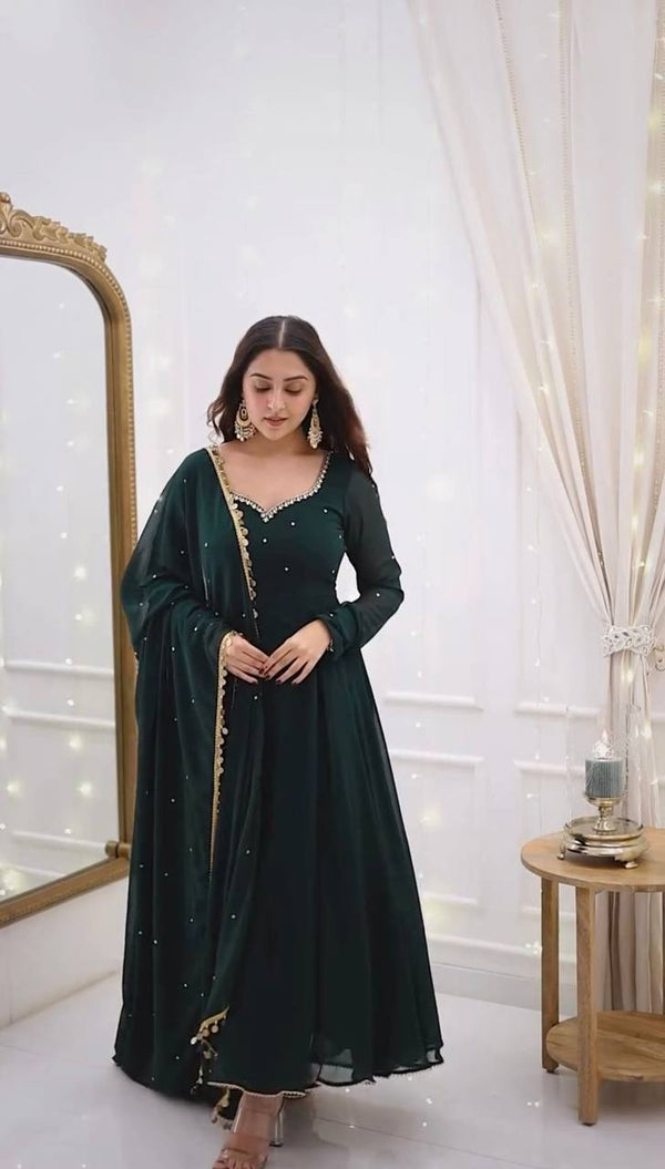 Ritika Green Premium Anarkali Suit Set