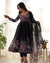 Sakura Printed Pure Soft Organza Jade Black Anarkali Gown