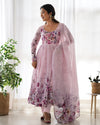 Sakura Printed Pure Soft Organza Jade Pink Anarkali Gown