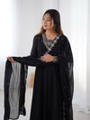 Suri Black Embroidery Pure Georgette Anarkali Gown