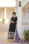 Nisha Black Readymade Fency Gown With Dupatta Set