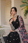 Nisha Black Readymade Fency Gown With Dupatta Set