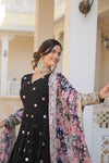 Nisha Black Readymade Fency Gown With Dupatta Set